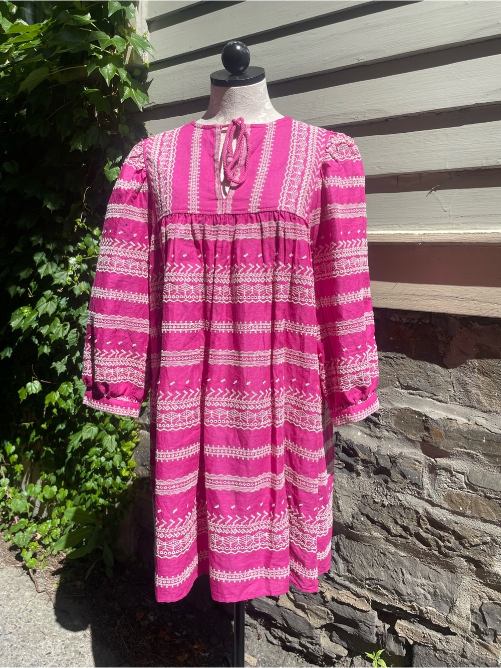 MELISSA NEPTON Fuchsia Embroidered Shift Dress In Petite Size.